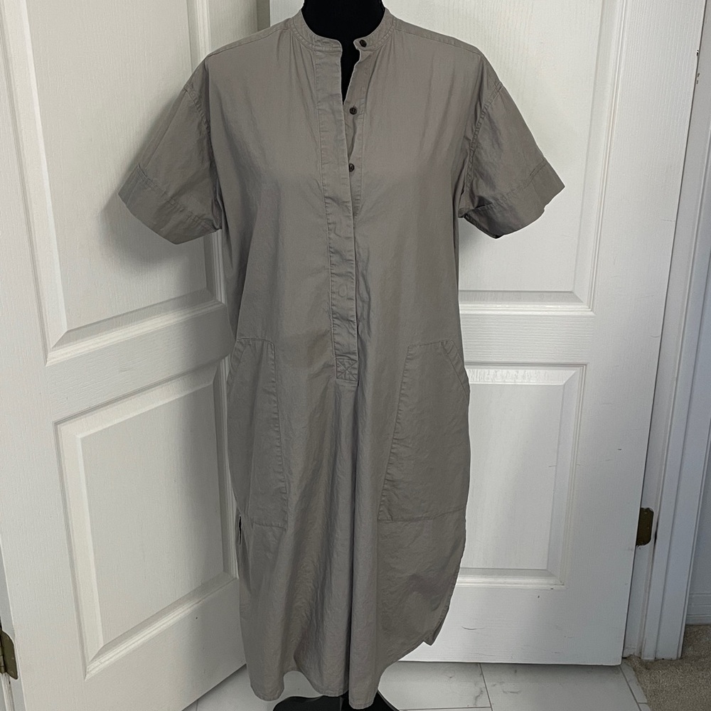 All Saints Alexa shirt taupe shift dress US 4 oversized fits S M minimalistic - Picture 2 of 11